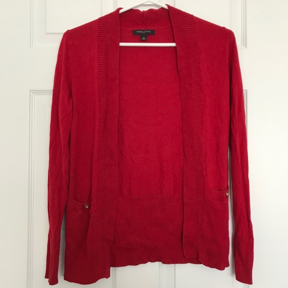 Y2K Banana Republic Cotton Blend Cardigan Sweater XS Cardinal Red - Picture 1 of 9